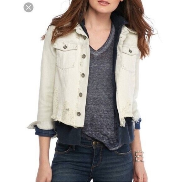 Free People Women's Double Weave Denim Jean Jacket Coat Size XS EUC - Picture 2 of 6